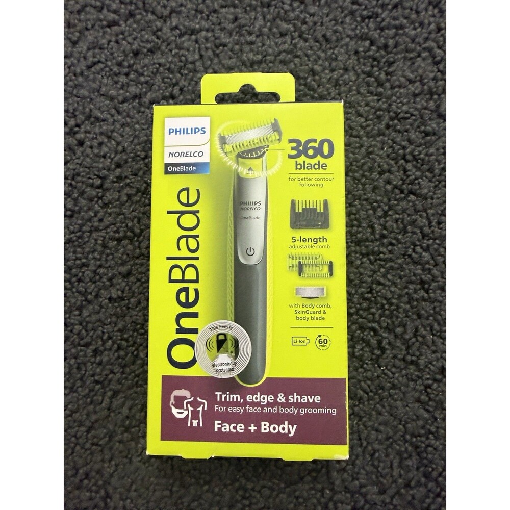 NEW Philips Norelco OneBlade 360 Blade Face + Body Shaver w/ Body Comb SkinGuard